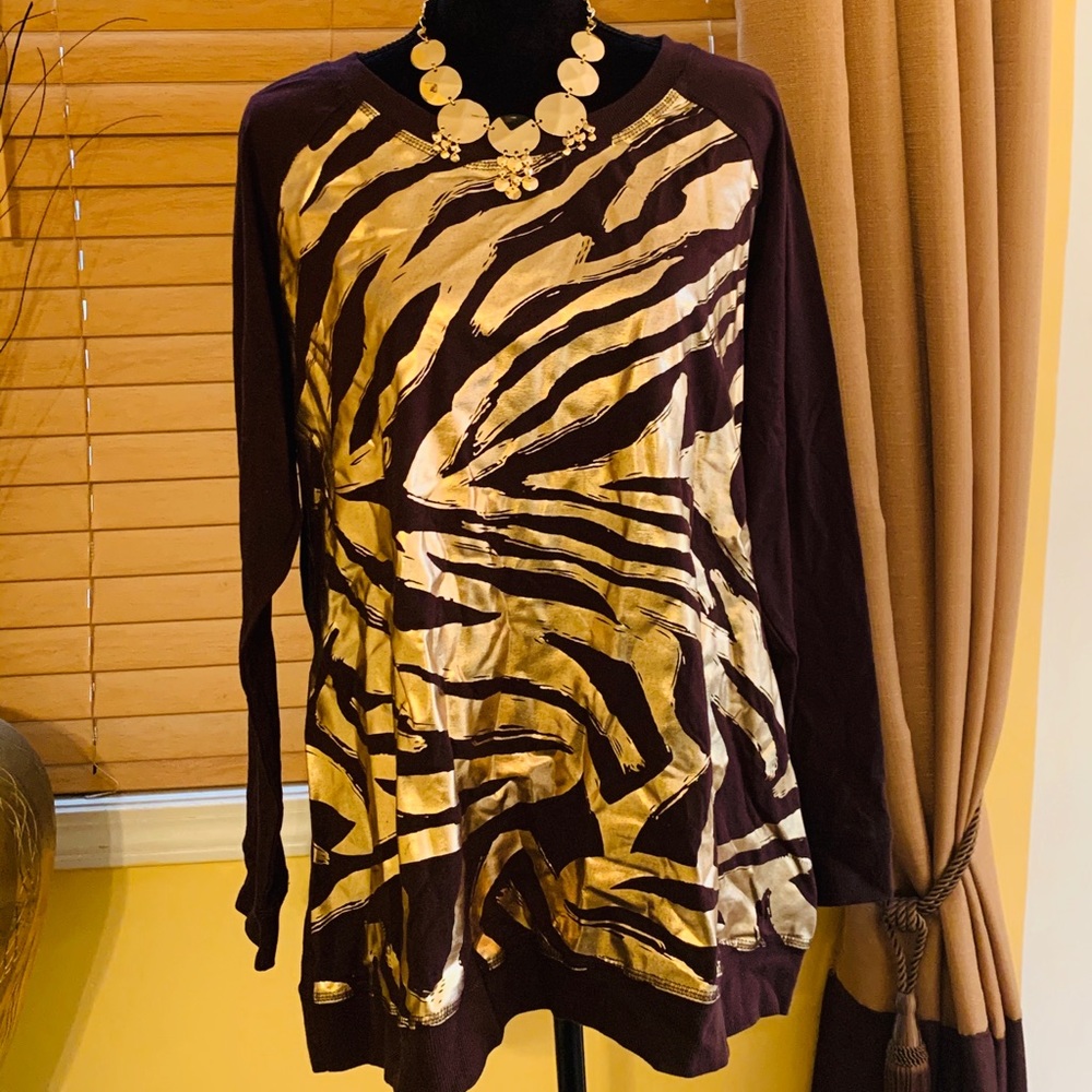 DG-2 Zebra Print Gold n Brown sweat shirt